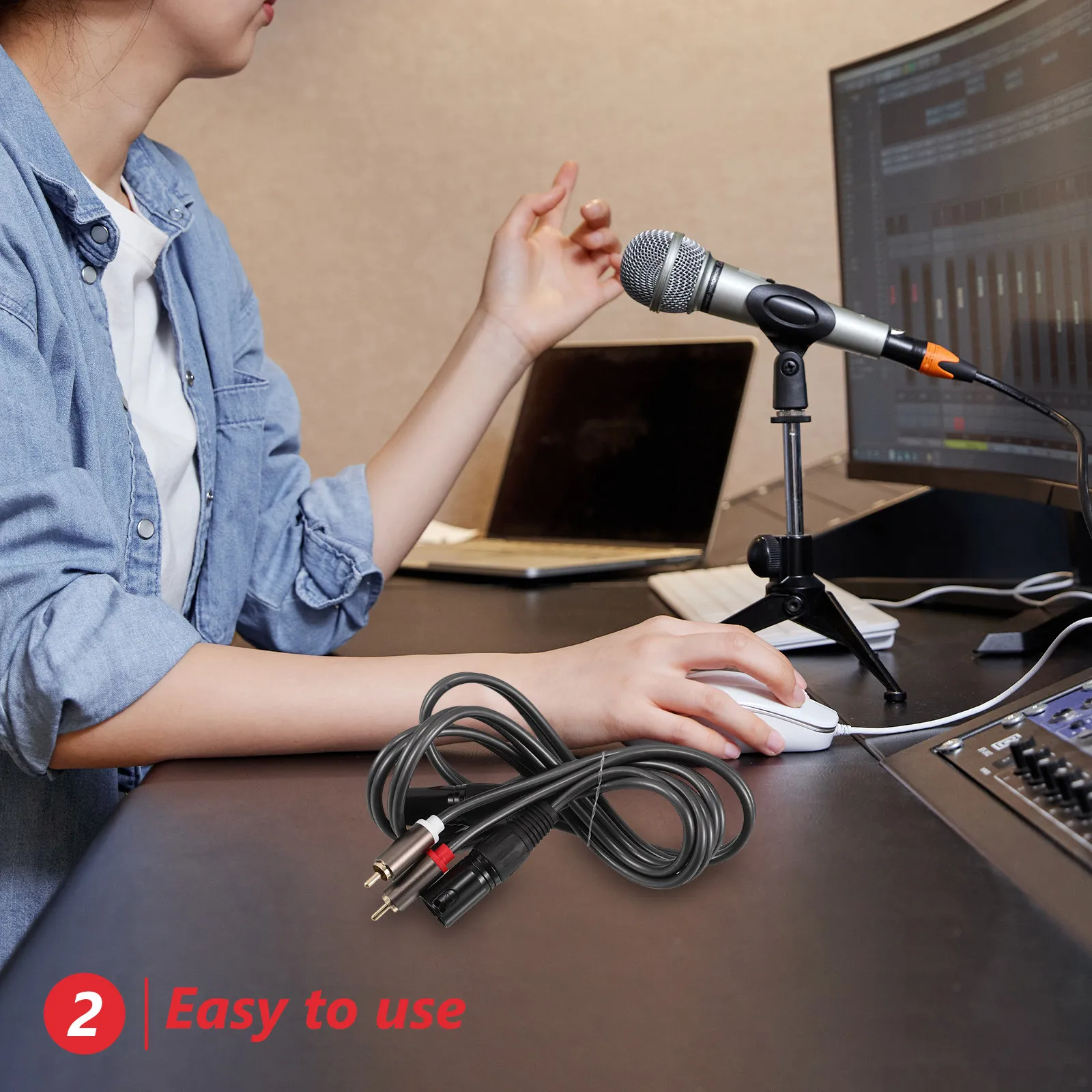 Dual Rca Male Dual Xlr Male Audio Cable Stereo Sound Transfer Converter Cable Compatible with Mixer Amplifier Audio Equipment