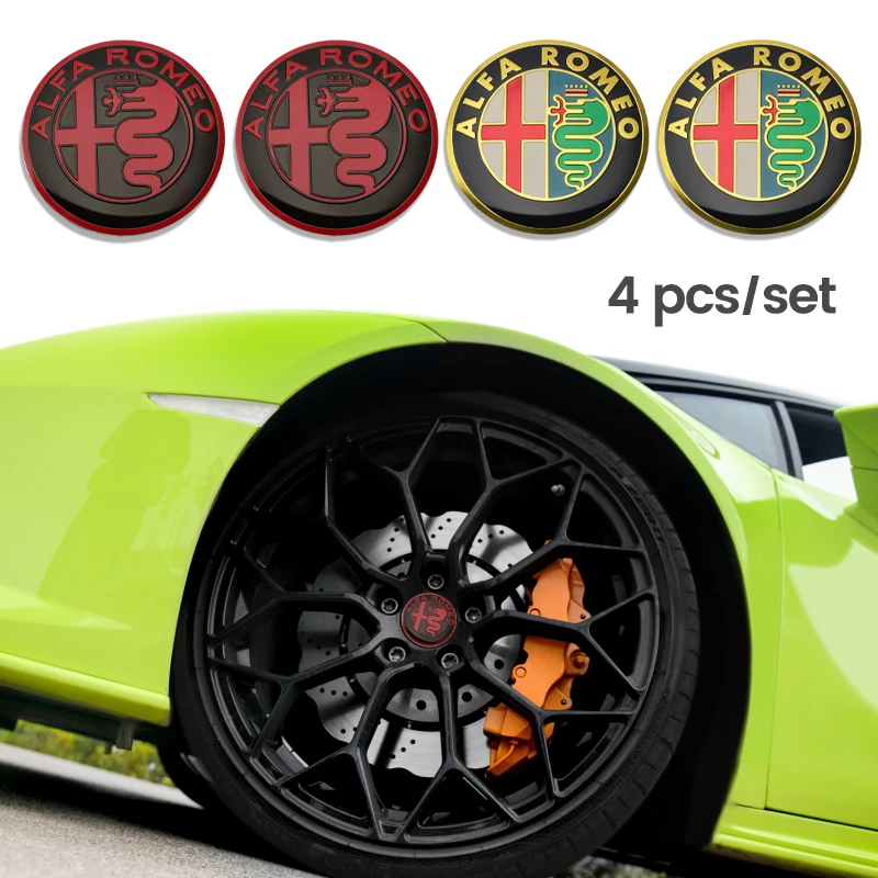 4Pcs 56mm Car Wheel Center Hub Caps Stickers Emblem Decal For Alfa Romeo Giulia Stelvio MiTo Giulietta Tonale ALFA 4C 156 159 GT