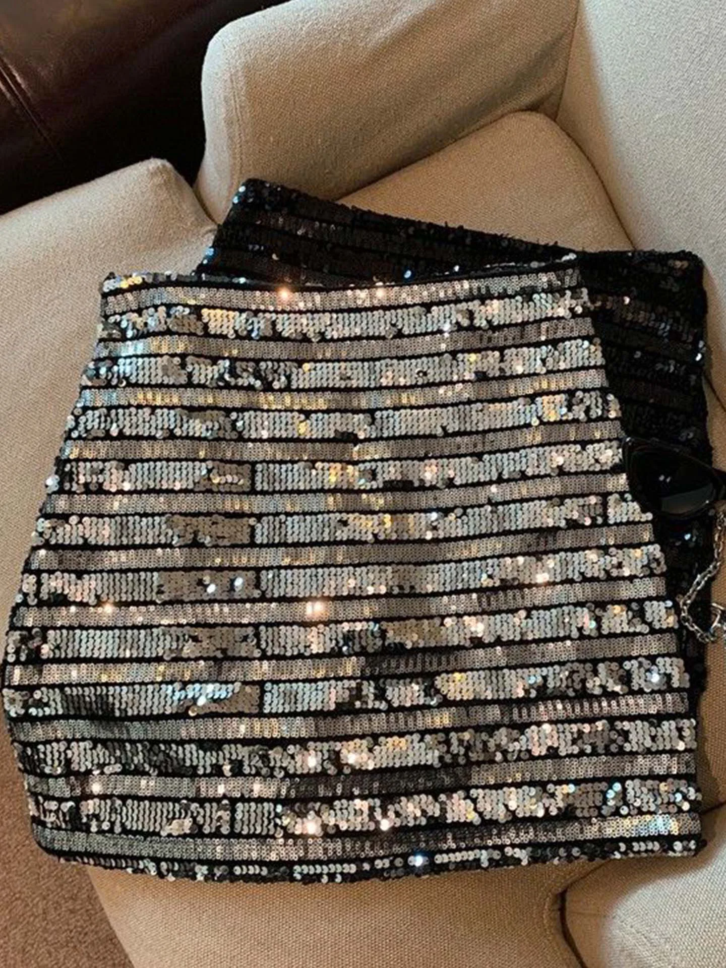 

Юбка с пайетками для женщин, повседневная облегающая короткая юбка, модная юбка А-силуэта с высокой талией, предотвращающая просвечивание