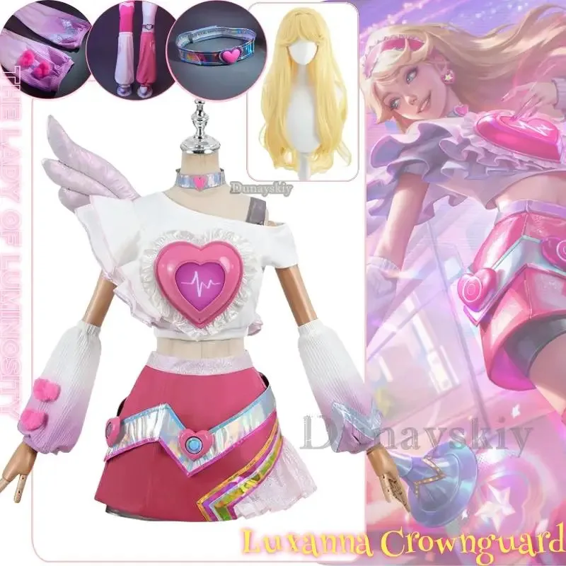 2025 yiyiLuxanna Crownguard Lovestruck LOL Día de San Valentín Nueva Piel Lux Mujeres Cosplay Peluca de Disfraz Halloween