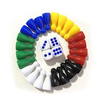 체스맨 + 4 개 주사위, 플라스틱 인간 폰 게임 조각, 보드 게임용 탁상 마커 구성 요소, 24 개 