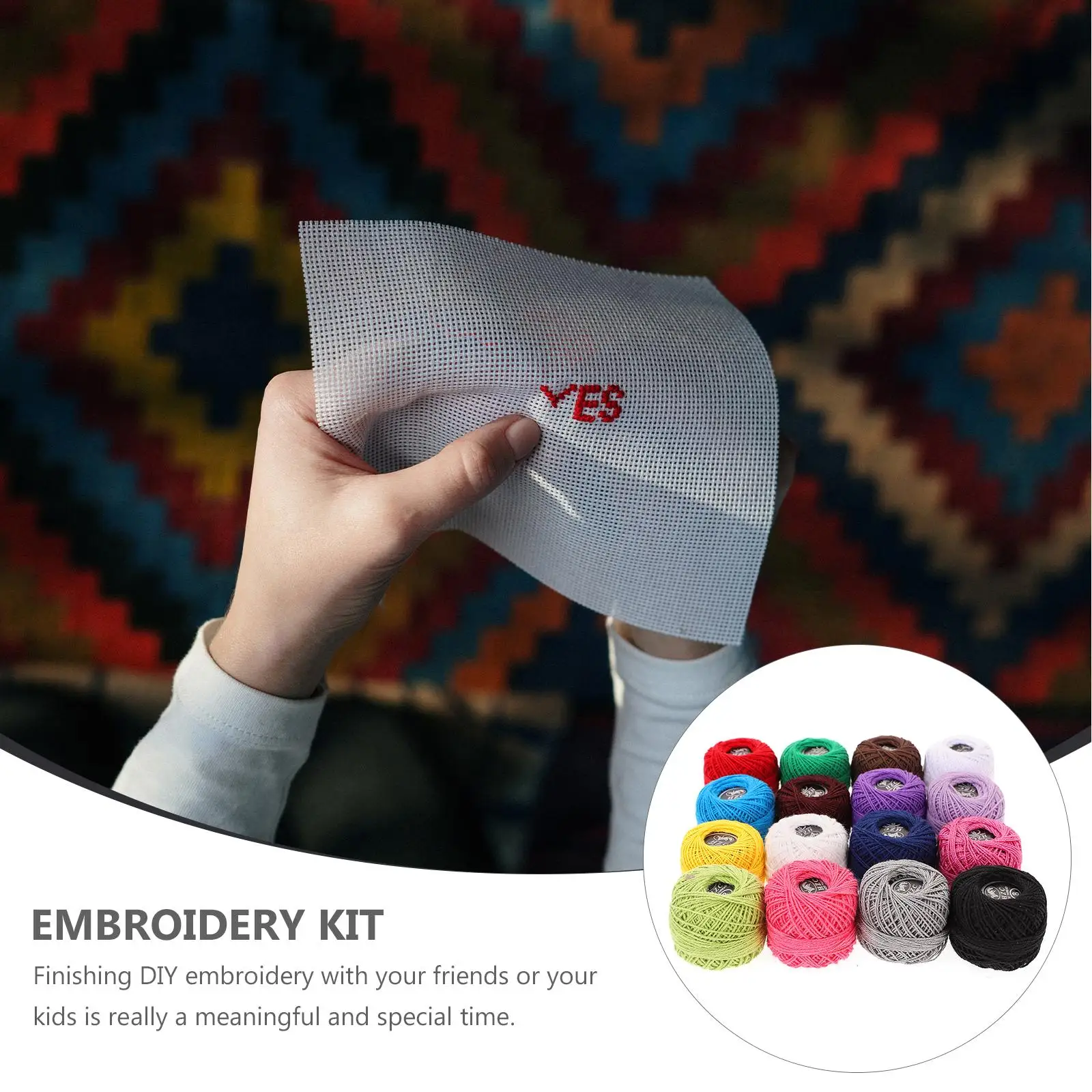 16 Pcs Embroidery Thread Set 8M Each Roll Bright Soft Craft Supplies Cross Wool Home Gift Making Multi