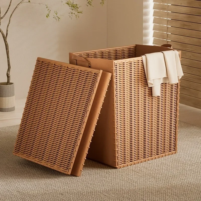 rattan dirty clothes basket household foldable large-capacity felt storage basket strong and durable storage box storage