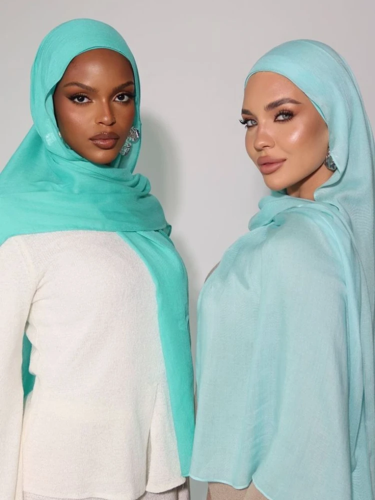 Conjunto de Hijab Mini Modal com Touca Interna, Lenço de Cabeça Básico Elástico de Vestir, Fino, Respirável, Protetor Solar, 165*50cm