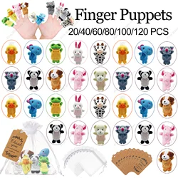 20-120sets Animals Finger Puppet for Toddlers Birthday Party Favors Mini Plush Figures Jungle Party Gift