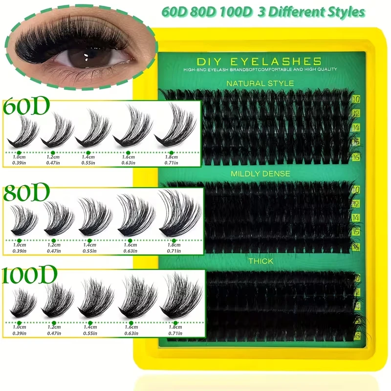300 Cluster Wimpernverlängerungsset - Weiche Russische DD-Curl, Verschiedene Längen 10-16mm, 0,07mm Dicke, Wasserfeste Faux-Nerz-Wimpern – Detail 3