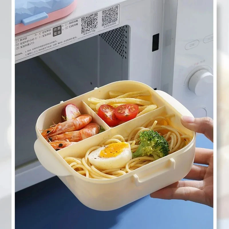 900ml Portable Lunch Containers 3 Grid Food Storage Containers lunch box Durable food box With Fork & Spoon For Work School