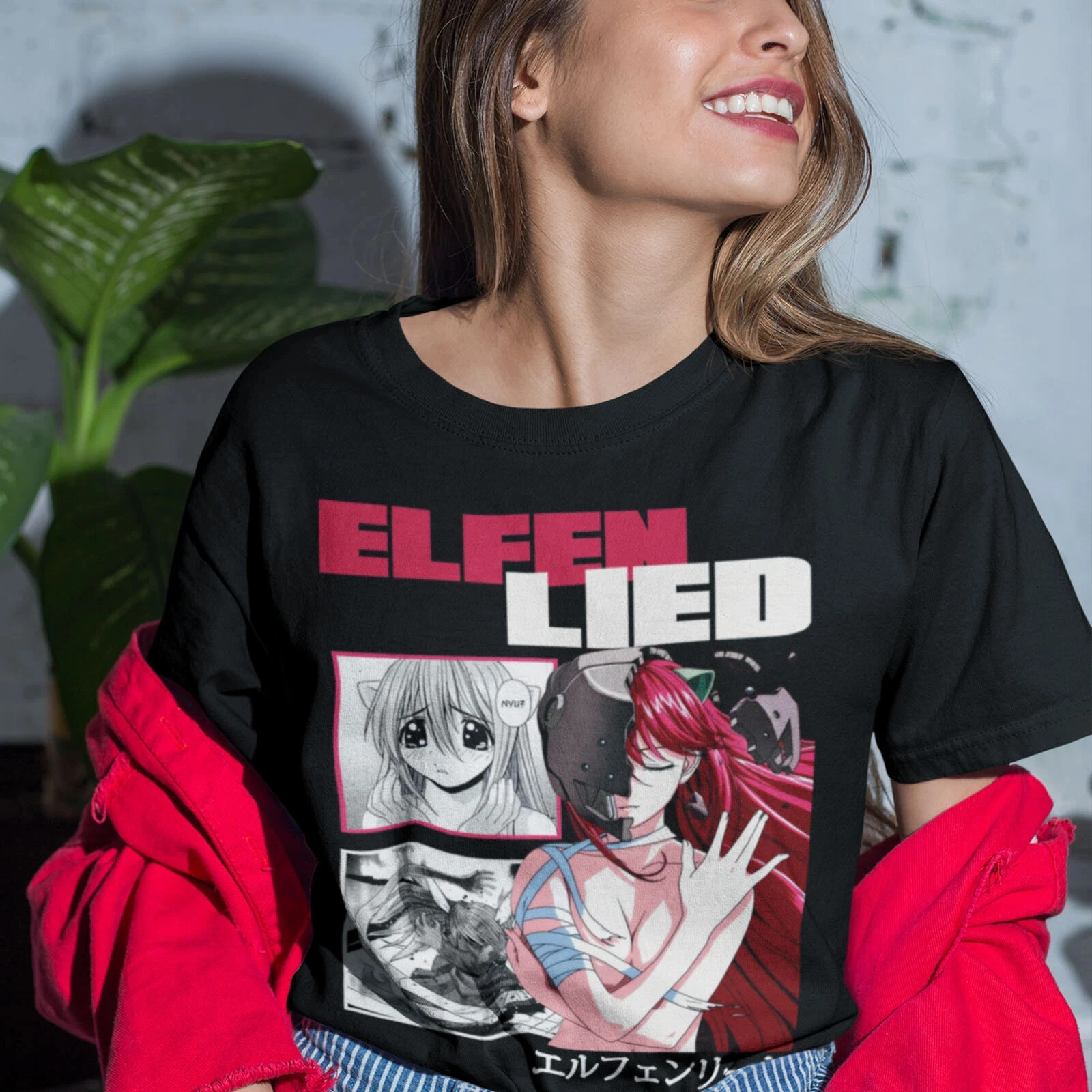 Летняя футболка Elfen Lied Lucy Nyu Kaede, футболка с рисунком для девочек в стиле аниме, футболка с рисунком, черная, оригинальная, ограниченная серия для восстановления