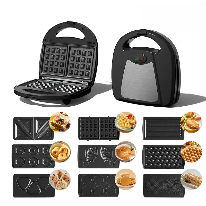 

Wholesale 3 in 1 Removable Mini Cake Maker 2 pieces Non-stick Toaster Press Grill Sandwich Maker with Replaceable Plate