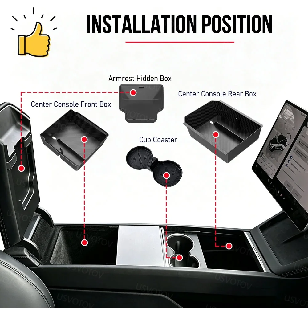 Für 2025 2026 Tesla Model 3 Y YL Juniper Aufbewahrungsbox Mittelkonsole Organizer Ablage Armlehne Brillenhalter Getränkehalter Zubehör – Detail 4