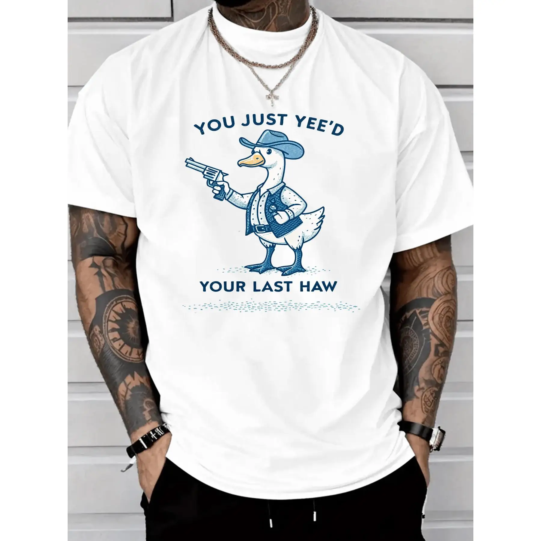 

You Just Yee'd Your Last Haw T-Shirt Funny Cowboy Duck Gun Graphic Tee Western Humor Sarcastic Joke Top Men Women Unisex