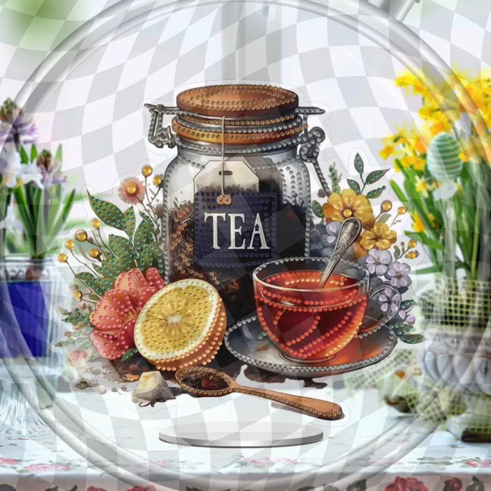 

2D Flat DIY Tea Acrylic Diamond Painting Tabletop Ornaments Kit Home Decor