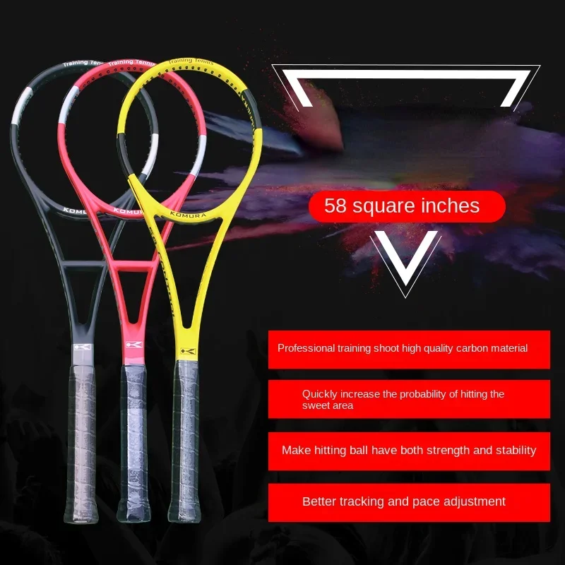 

300g High Quality Dessert Tennis Rackets 58 Racket Face Professional Training Carbon Single Tennis Trainer Tennis Accessories