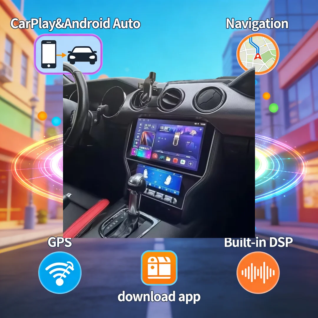 Android Carplay Radio Multimedia Coche GPS Navi Stereo Player IPS Head Unit For Ford Mustang 2015 2016 2017 2018 2019 2020  2021