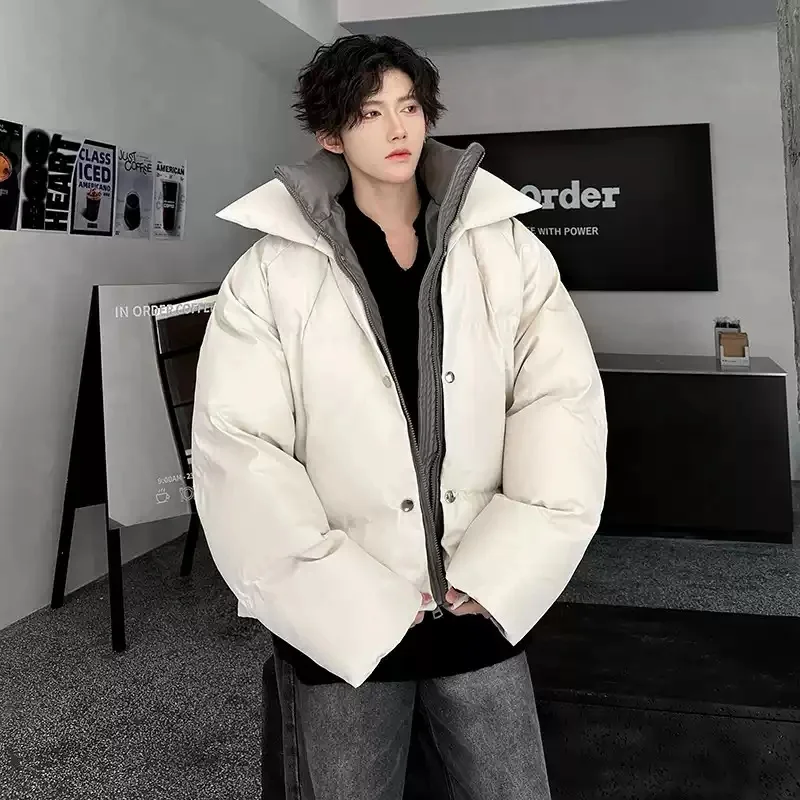 

Winter High Street Special Fake Two Pieces Contrast Color Stand Collar Keep Warm Padded Coat Casual Jackets For Man