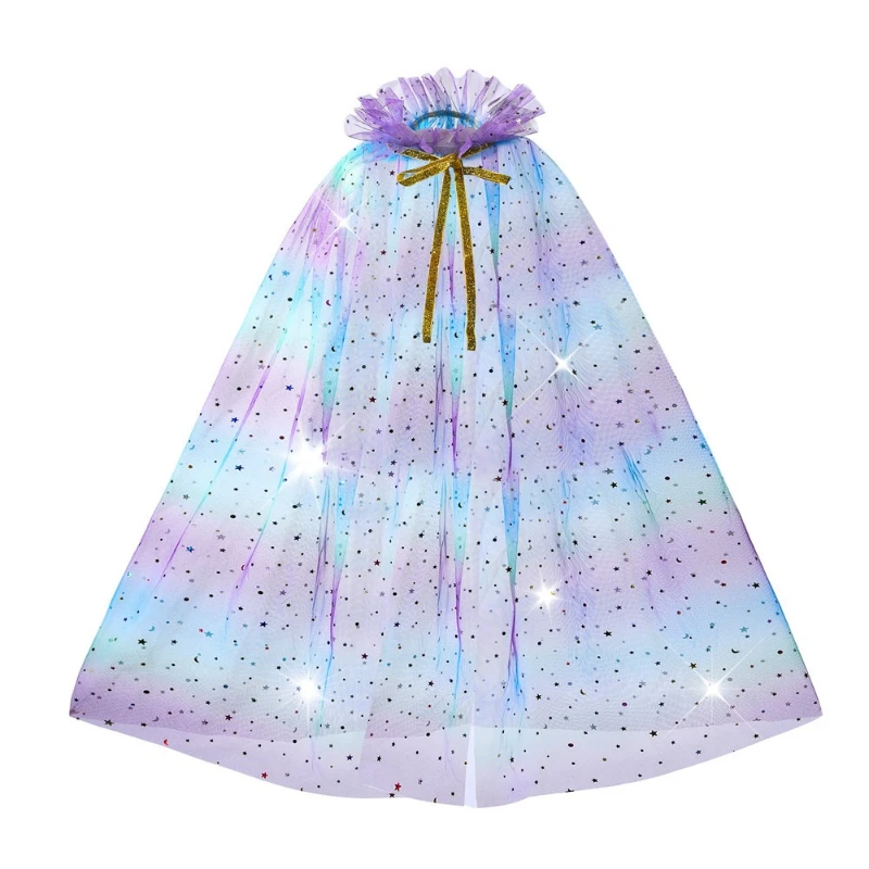 Hot Selling Mermaid Sequined Cape Elegant Princess Flowing Cloak Shiny Costume Accessory for Birthday Banquets Themed Parties view 5