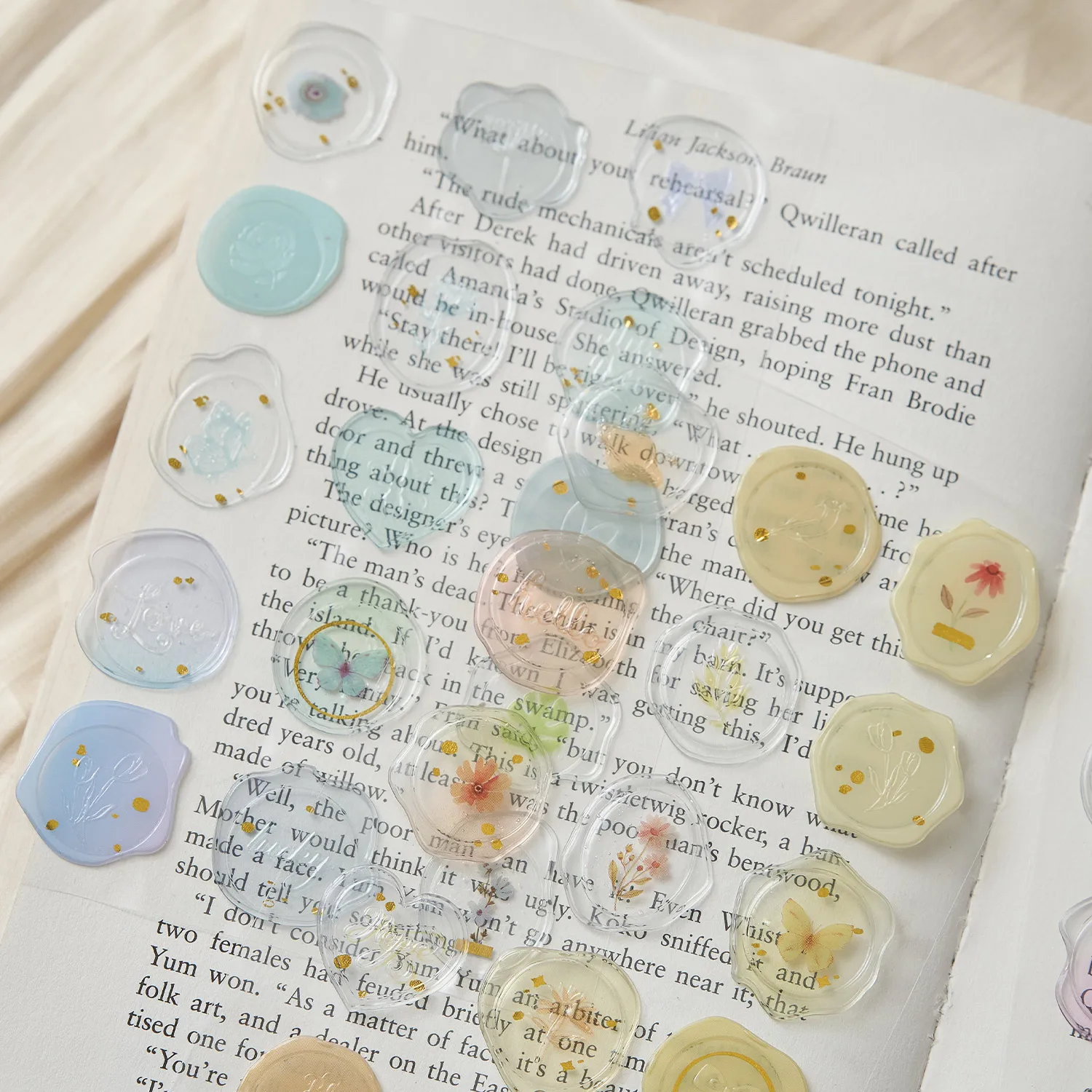 15pcs Retro Romantic Art Droplet Fire Paint Seal Sticker Creative Decor DIY Junk Journal Scrapbook Envelope Cute Sealing Sticker