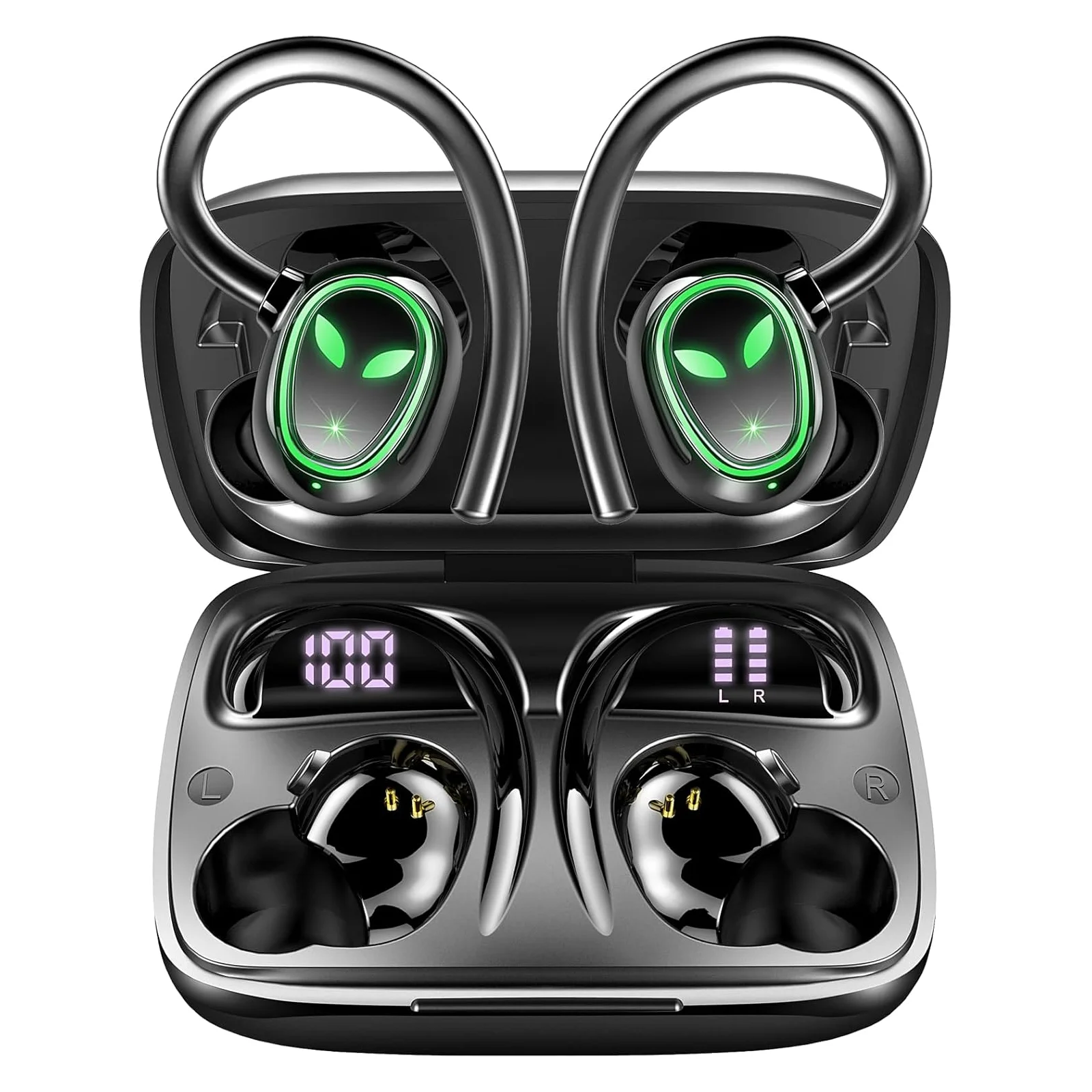 Wireless Earbuds,Bluetooth Headphones for Sports, 50H Playtime Earphones Noise Cancelling with Built-in Mic Ear Hooks Headphones