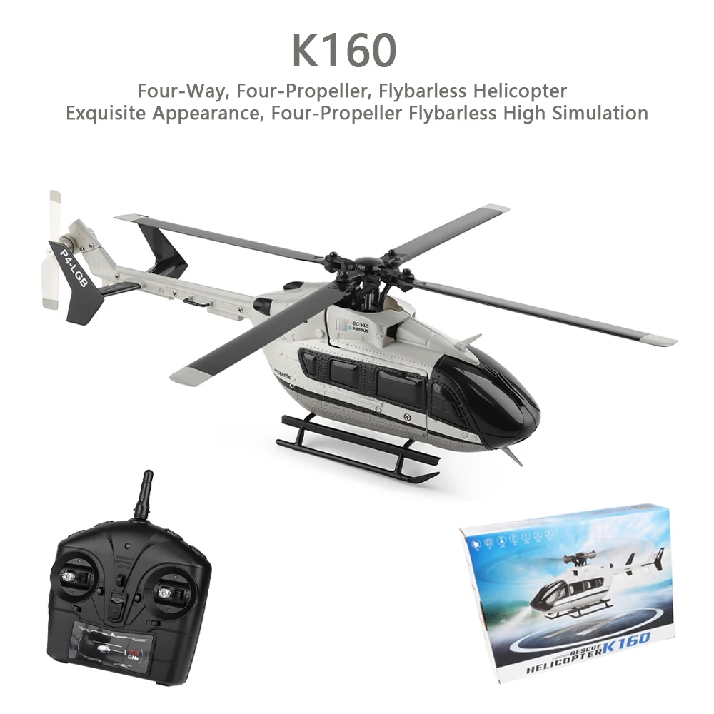 

Wltoys K160 Four-Way Aileron Free Helicopter Brushless Four-Propeller Flybarless High-Simulation Remote Control Model