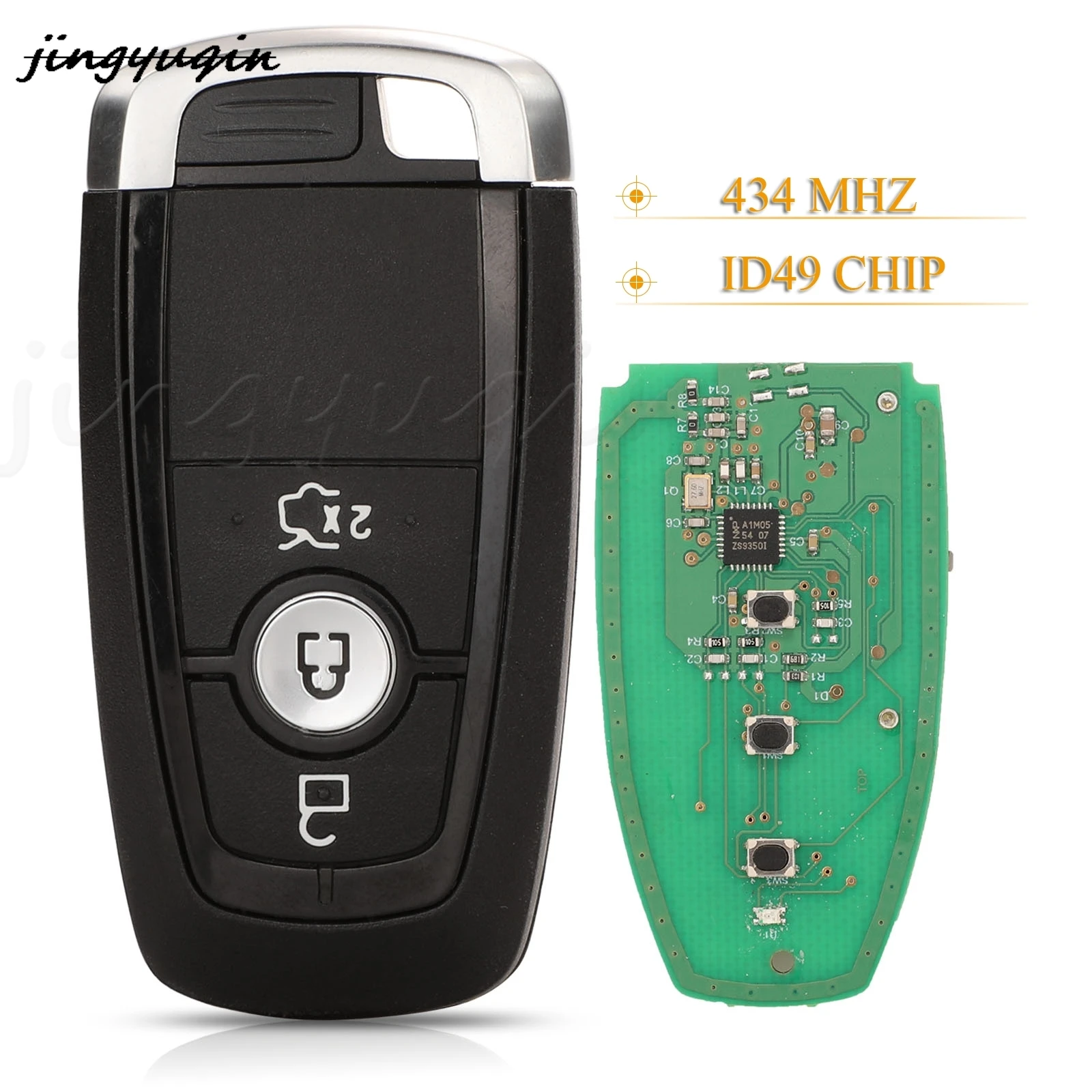 

jingyuqin 3 Buttons Smart Proximity Key For Ford With Chip ID49 434MHz Mondeo Mustang Fusion M3N-A2C93142600