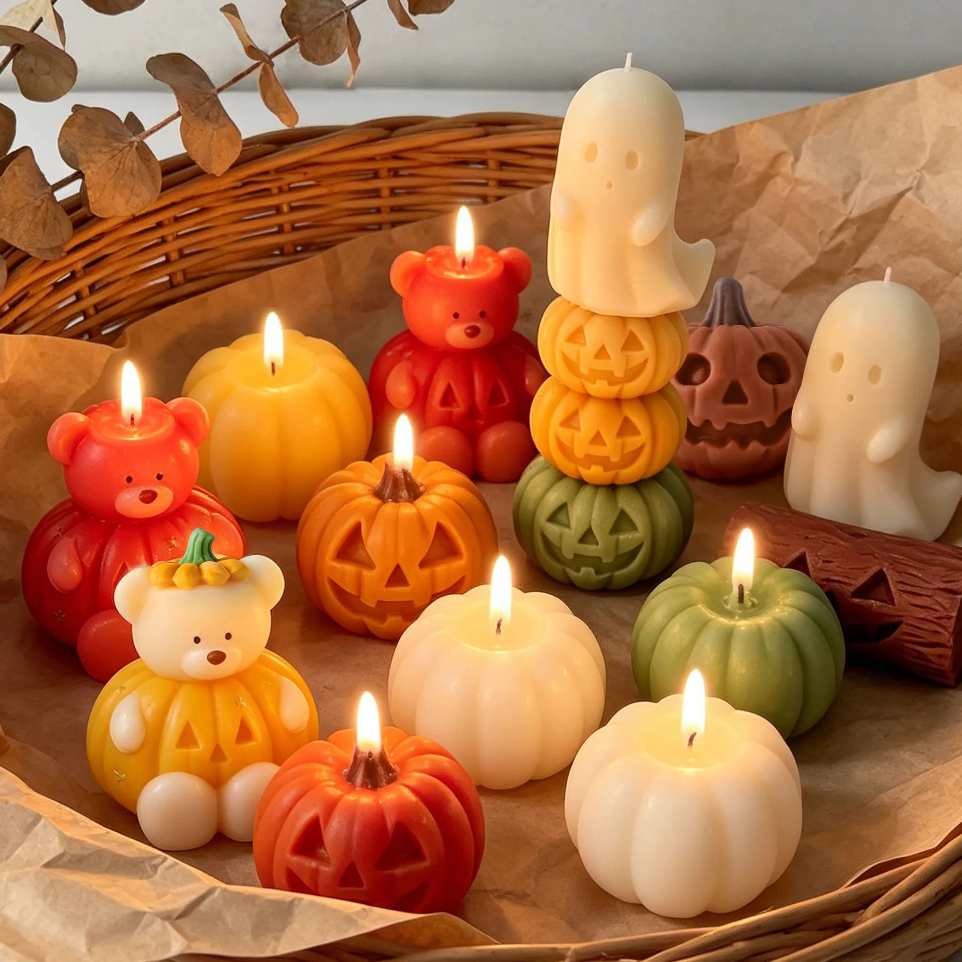 Moule en silicone Citrouille Fantôme d'Halloween, pour bougies parfumées Citrouille Diable DIY, moulage de plâtre et créations en résine époxy d'Halloween