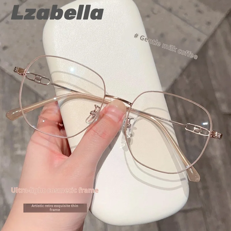 

Lzabella Retro Fashion Polygon Spectacle Ultra Light Alloy Big Eyewear Optical Prescription Glasses Frame For Man Women 33565