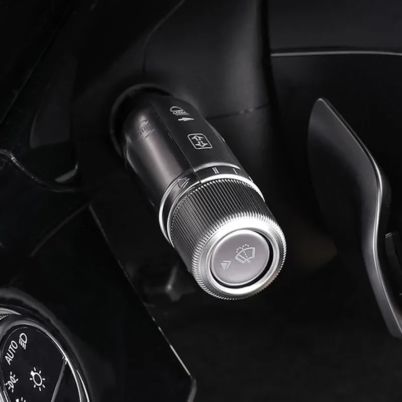 Car Steering Wheel Wiper Switch Trim Headlight Switch Control Cover for Benz E E300L GLC C260L S Interior Accessories 2021-2024