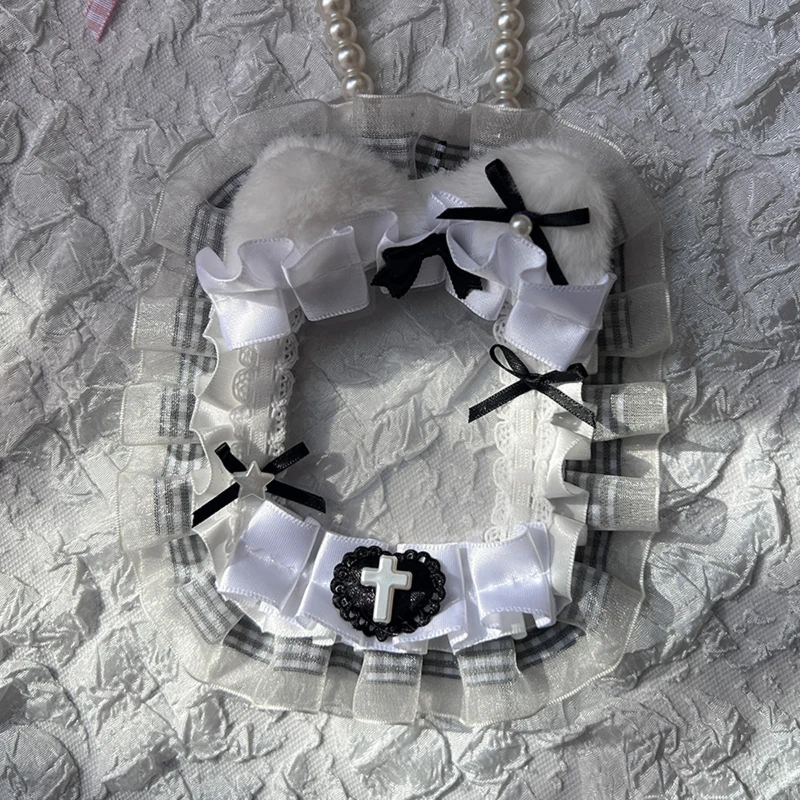 Niedliche Katzenohren-Kartenhülle, Anime-Sammelkarten-Schutzhülle, Ita-Tasche, DIY-Zubehör, Y2K Süße Spitzen-Schleife Kartenhalter – Detail 8