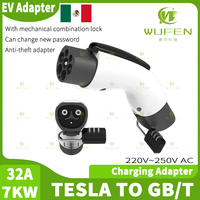 WUFEN Electric Vehicle Charging Adapter NACS to GBT Lockable Adapter 32A 7KW 250V Tesla EV Charger Connector for GBT Cars