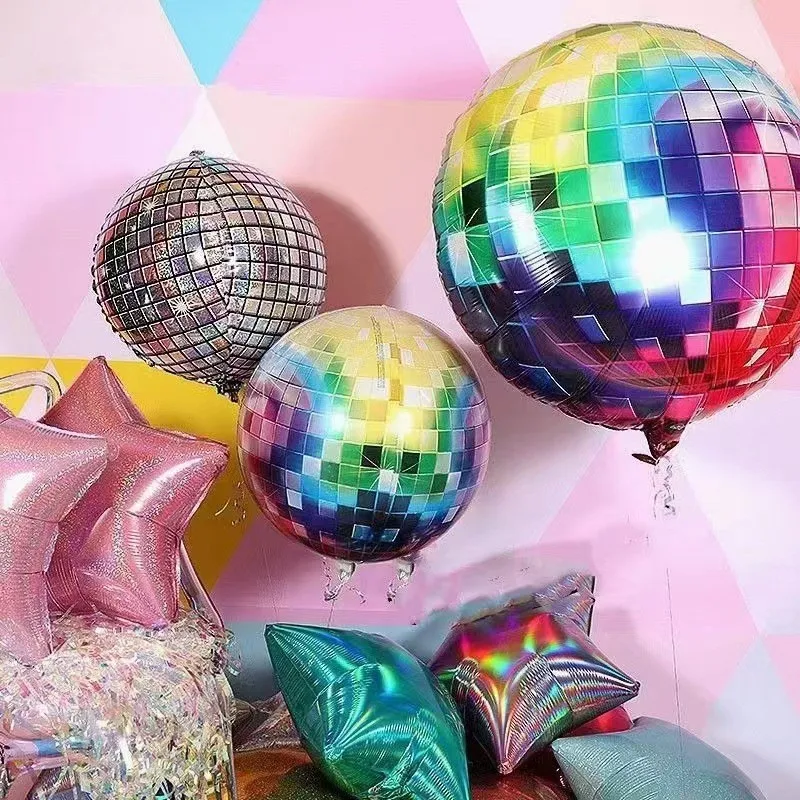 3 Stück Disco Thema Ballon Set Hip Hop 1980er Jahre Geburtstag Party Dekoration Silber Disco Geburtstag Dekoration Aluminiumfolie Ballons