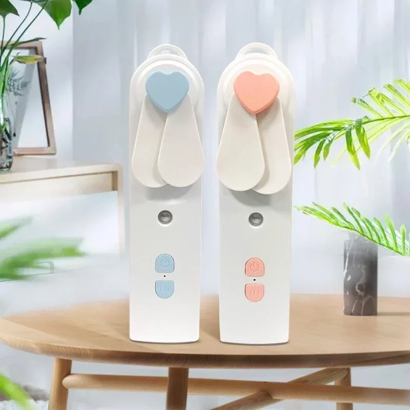 Portable 2in1 Mini Fan Humidifier USB Rechargeable Handheld Fan Water Spray Mist Face Steamer Air Purifier Home Essential