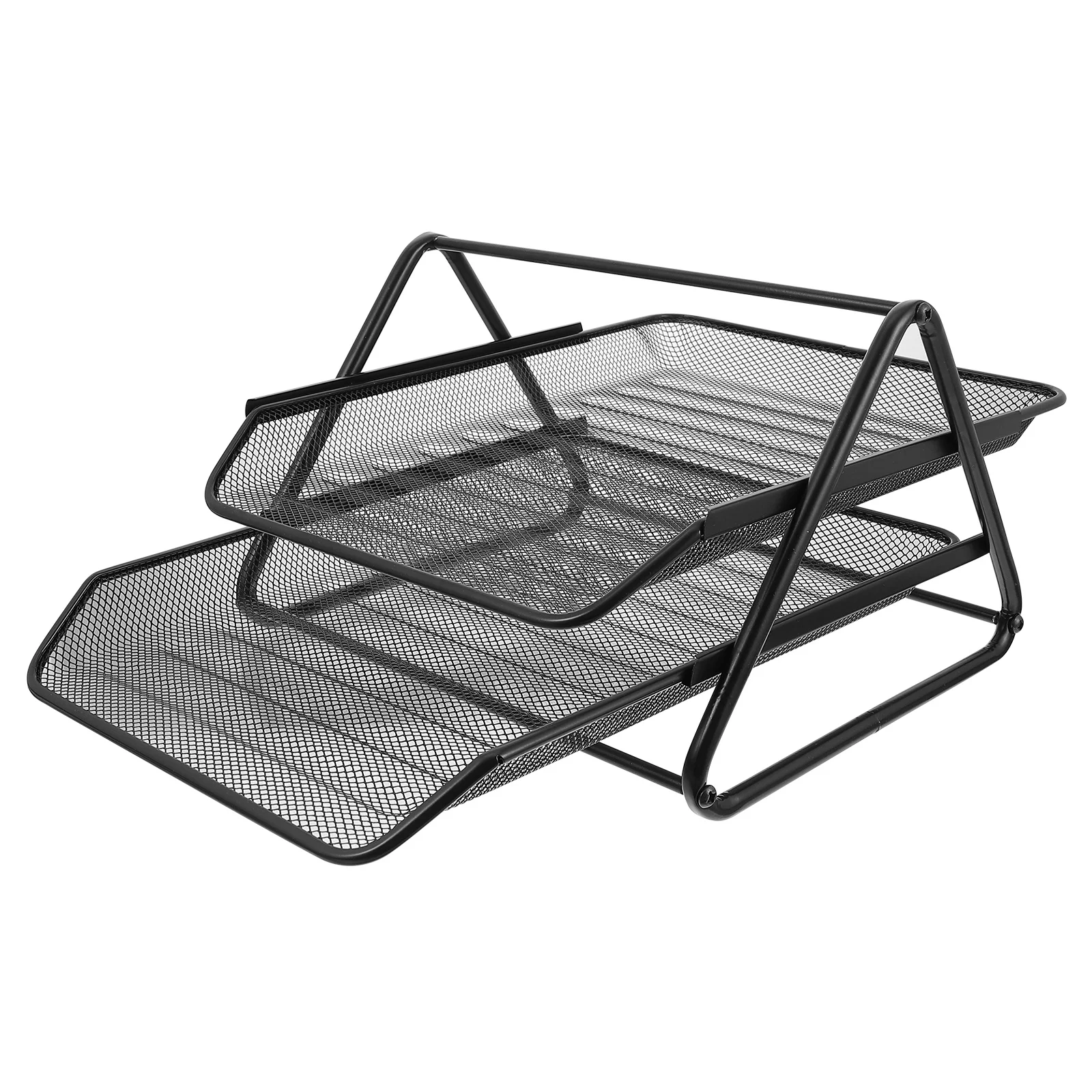 

1Pcs Metal File Holder Desk Organizer Stackable Rack Document Tray 2 Layers Black Practical File Holder