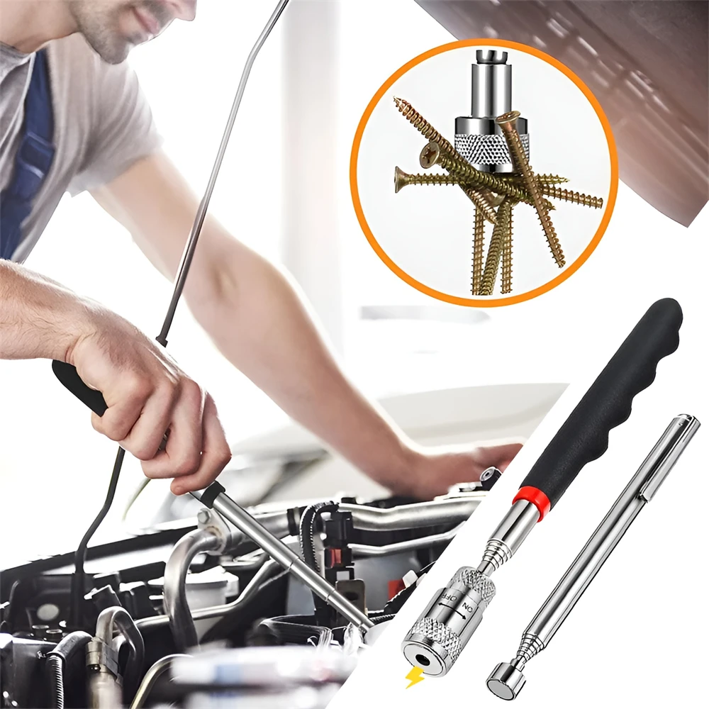 1Pc Telescopic Adjustable Magnetic Pick-Up Tool Magnetic Telescopic Magnet Grip Long Pen Telescopic Magnet Stick with LED Light