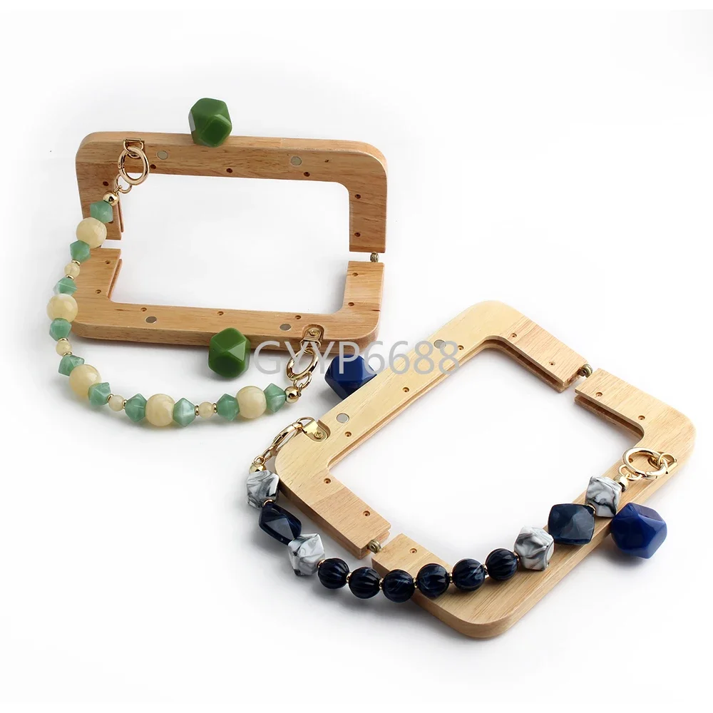 2/5/10PCS Candy Color Wooden Bag Handle Clutch Purse Frame With Macaroon Resin Chain For DIY Bags Crossbody Handbag Accessories