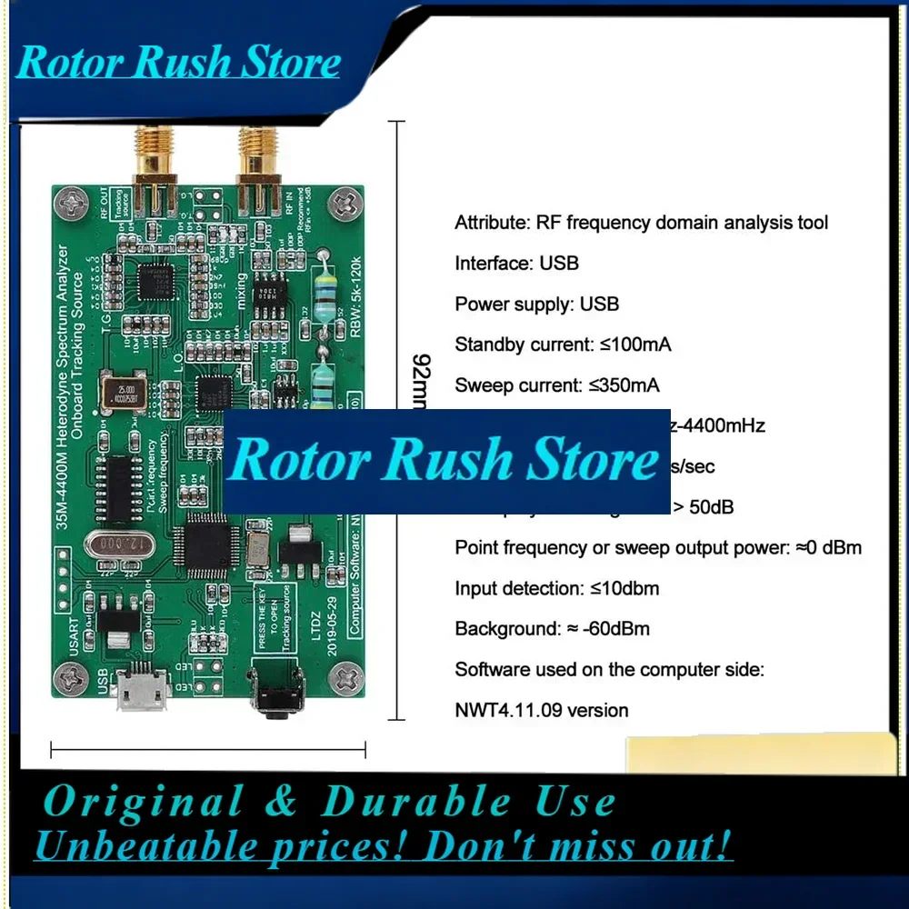 RoRuSSpectrum Analyzer USB LTDZ 35-4400M Spectrum Signal Source With Tracking Source Module RF Frequency Domain Analysis