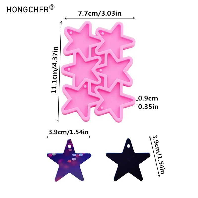 Shiny Mirror Pentagram Epoxy Resin Silicone Mold DIY Earrings Necklace Pendant Keychain Bag Jewelry Decorative Pendant Drip Mold