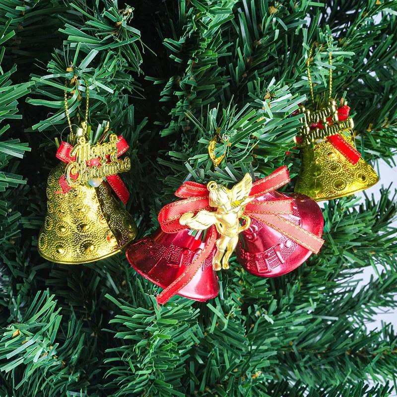 Christmas Decorations Plastic Electroplated Bell String Set Christmas Tree Pendant Accessories Craft Bell 4.5cm Bell 크리스마스