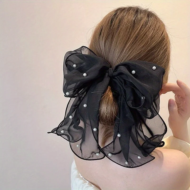 Einzelner Schleifen-Haarclip, Frühling Sommer Großer Spitzen-Haarclip in Weiß, Elegantes Haar-Accessoire für Damen, Haarspange für den Hinterkopf, Kopfschmuck