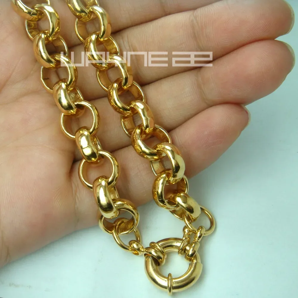 Gold color Link men solid chain necklace  N221