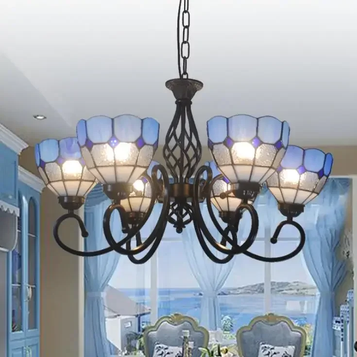 

Mediterranean style color creative chandelier American wrought iron Jane European dining room bedroom living room chandelier
