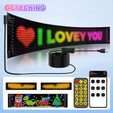 LED 기호 매트릭스 픽셀 패널 스크롤 밝은 Led 눈 트럭 간판 유연한 USB LED 자동차 기호 블루투스 App DIY 제어