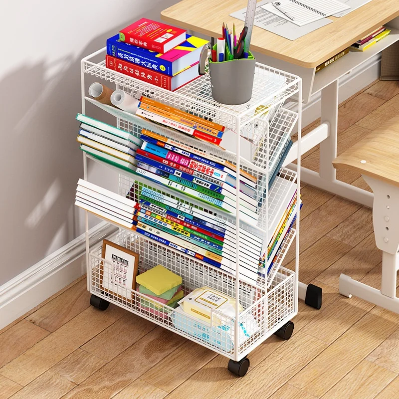 Rak Penyimpanan Makanan Ringan Troli Seluler Berlapis-lapis Rak Penyimpanan Beroda Rak Penyimpanan Rak Buku Sederhana Berdiri Di Lantai Barang Baru