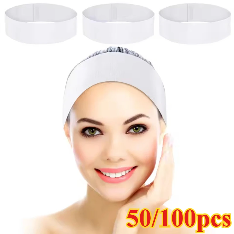 

100/50 одноразовых повязок для лица для спа-процедур, эластичные нетканые мягкие повязки для ухода за кожей с удобной застежкой для женщин и девочек