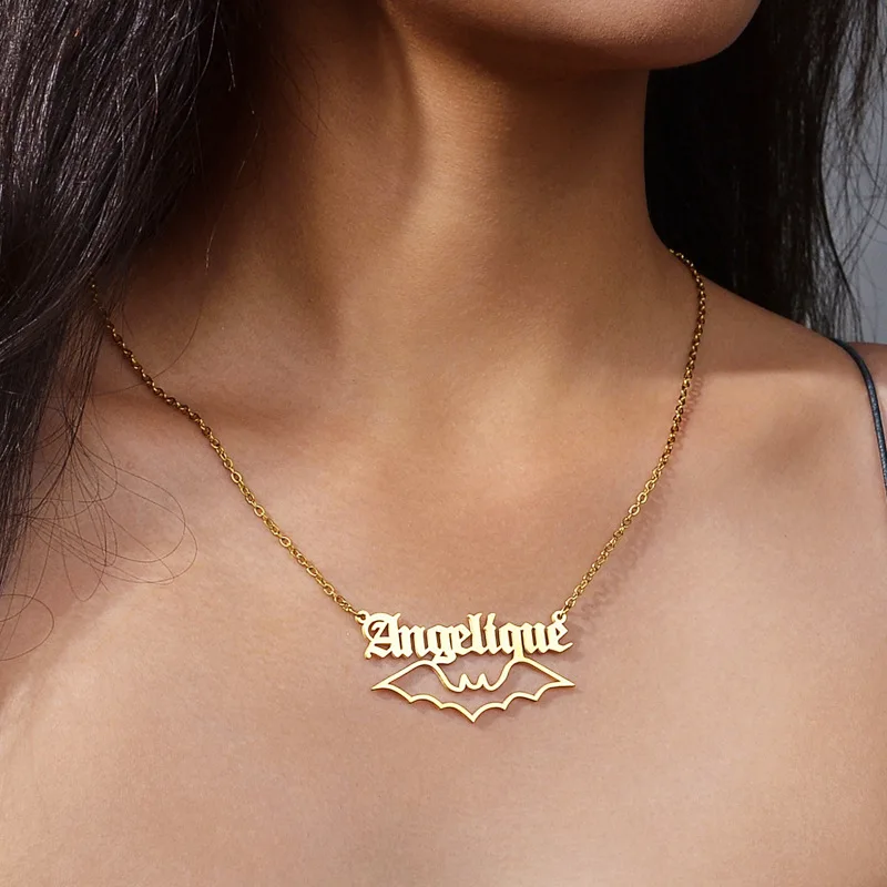 Ожерелье с именем по индивидуальному заказу, персонализированное полое ожерелье с подвеской, женские ювелирные изделия из нержавеющей стали, подарок на день рождения для пары, дропшиппинг