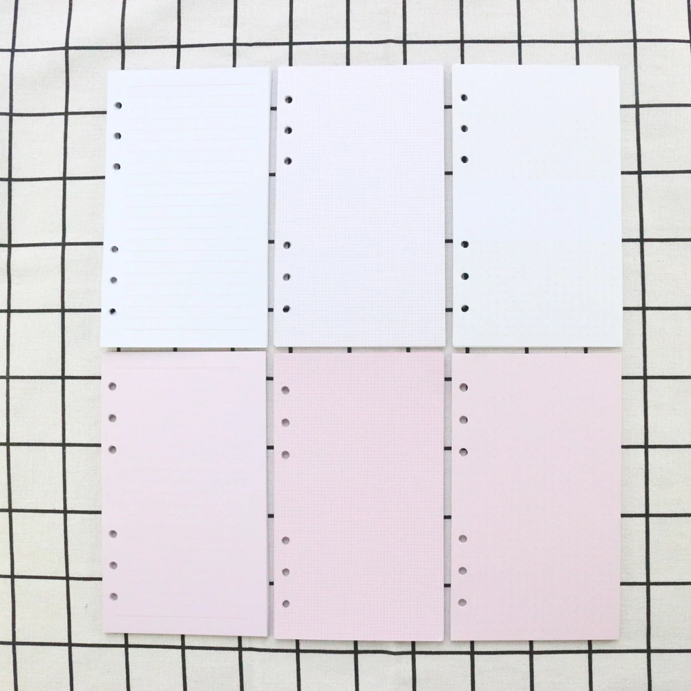 Domikee cute Korean office school colored 6 holes refilling inner paper sheets for binder diary planner notebook stationery A5A6