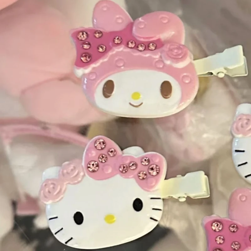 hello kitty y2k sparkling diamond hairpin my melody cute hair accessories cute hairpin bangs clip children birthday gift ladies