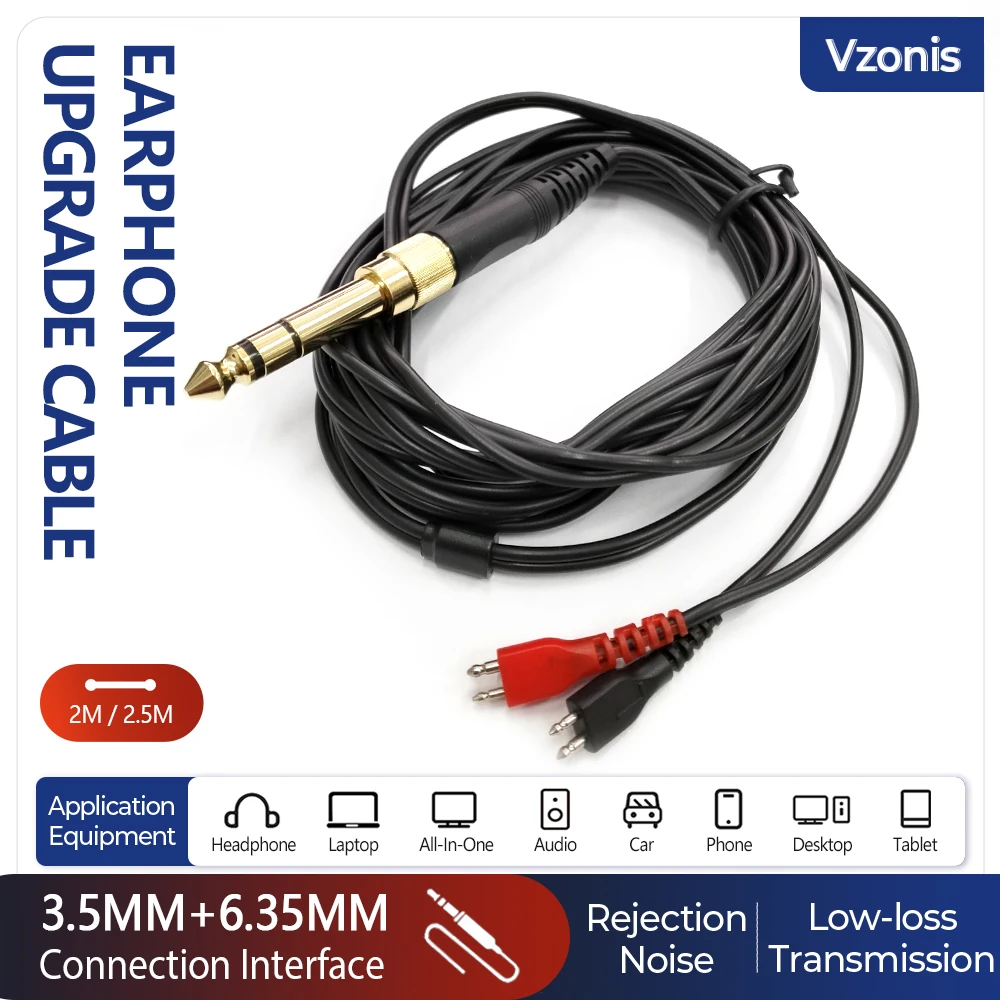 

3.5MM + 6.35MM Headphone Upgrade Cable Audio Cable Suit for SENNHEISER HD25 HD560 HD540 HD480 HD430 HD414 HD250