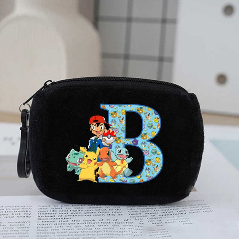 Anime Pikachu Letter A-Z Kids Coin Purse Pokemons Cartoon Mini Coin Bags Girl Boy Portable Zipper Small Wallet Pocket Key Pouch - view 3