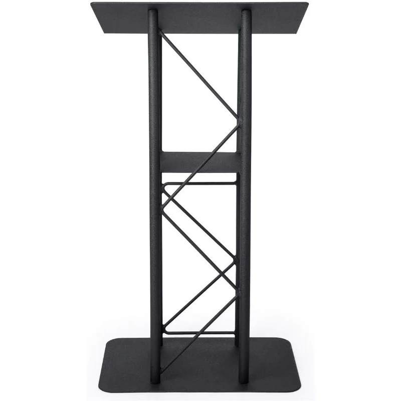 Black Aluminum and Steel with Curved Design and Built-in Shelf, 47-Inch Tall, Textured Finish