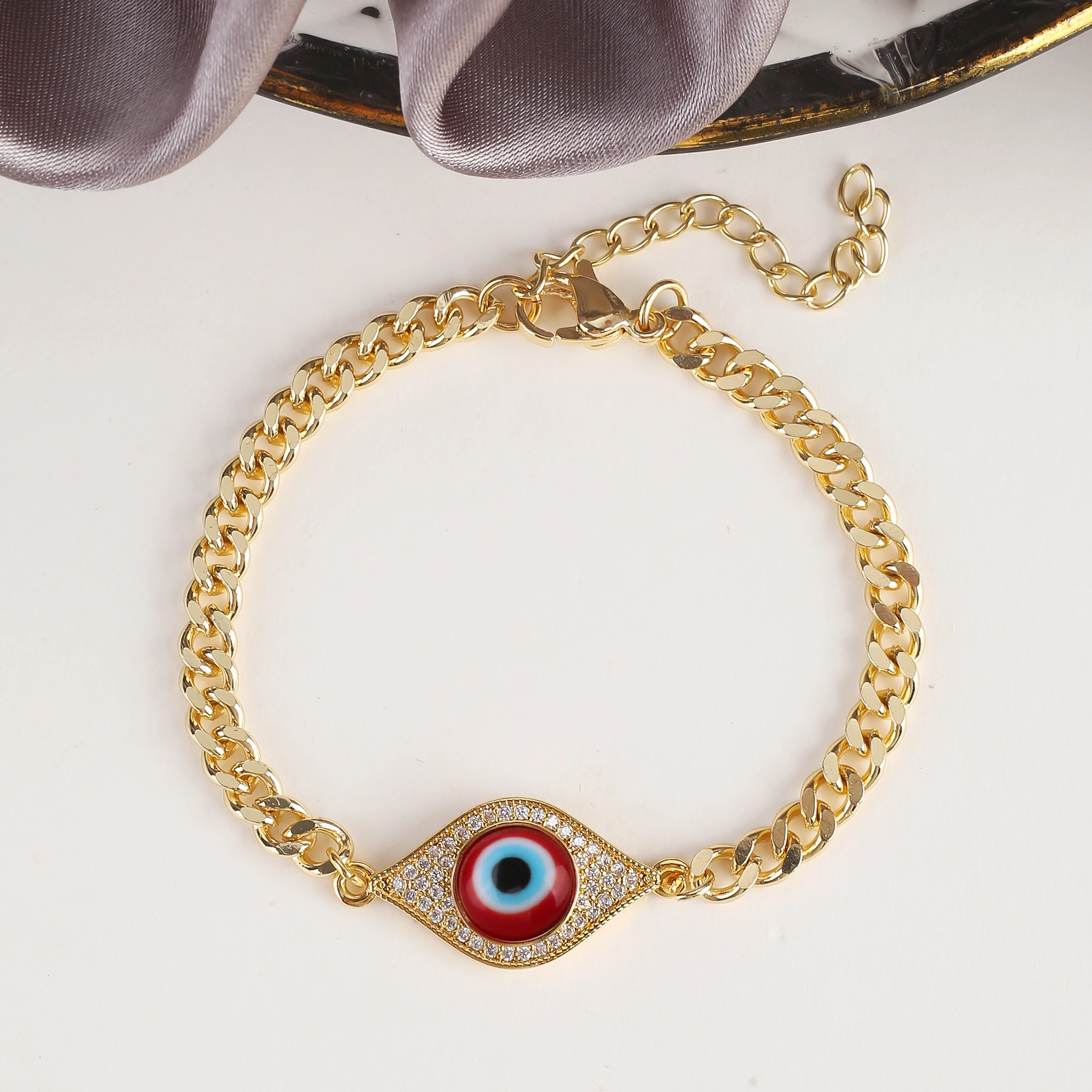 New Fashion Against Evil Eye Glazed Bracelet For Women Gold Color Adjustable Lucky Chain Zircon Bracelet Jewelry Accessory